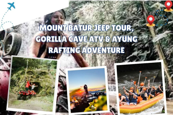 Bali: Mount Batur Sunrise Jeep Tour with Ayung Rafting and Gorilla Cave ATV Guide Tour