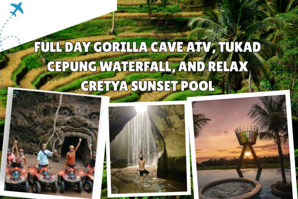 Full Day Gorilla Cave ATV, Tukad Cepung Waterfall, and Relax Cretya Sunset Pool
