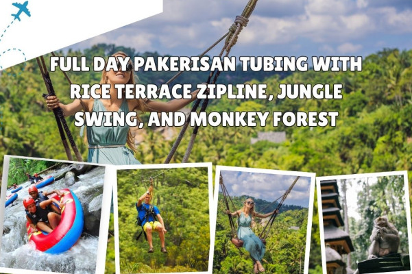 Full Day Pakerisan Tubing with Rice Terrace Zipline, Jungle Swing, and Monkey Forest